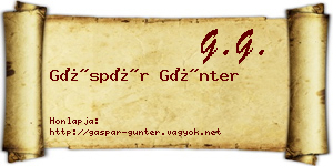 Gáspár Günter névjegykártya